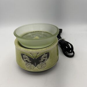 Scentsy Flutter Crackle Glaze Butterfly Ceramic Electric Wax Warmer Green